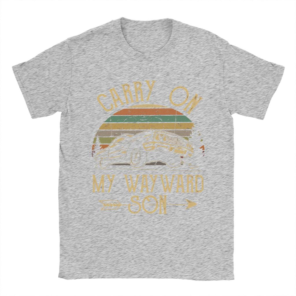 Supernatural Carry On My Wayward Son Dark Heather T-Shirts Men Novelty Crewneck Short Sleeve T Shirt Gift Idea Clothing