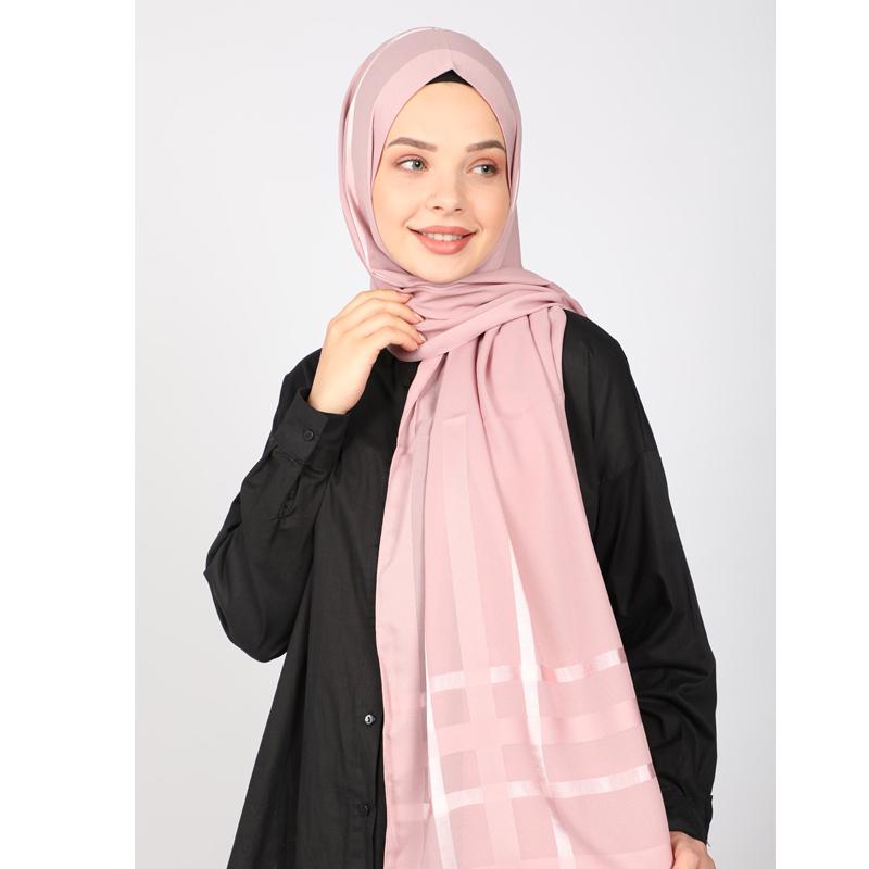 

Толстая шифоновая шаль в тонкую полоску Miray Rose 85x190 ярко-розовый