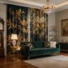 2 Piezas Cortinas Florales Vintage Barrocas Negras y Doradas Tratamiento de Ventana Estampado Floral Cortina Decorativa Amplia para Privacidad Y