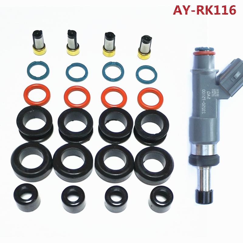 4sets Fuel Injector Repair Kit Service Kits For Toyota 2TRFE Tacoma 2.7L 4Runner 23250-79155 23209-75100 (AY-RK116)