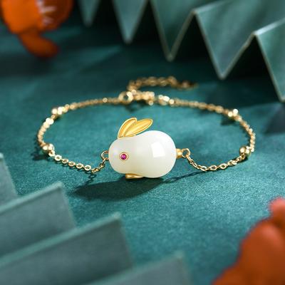 Jade Rabbit Bracelet Female Guochao Court Style Ancient Chinese Style Hand Jewelry