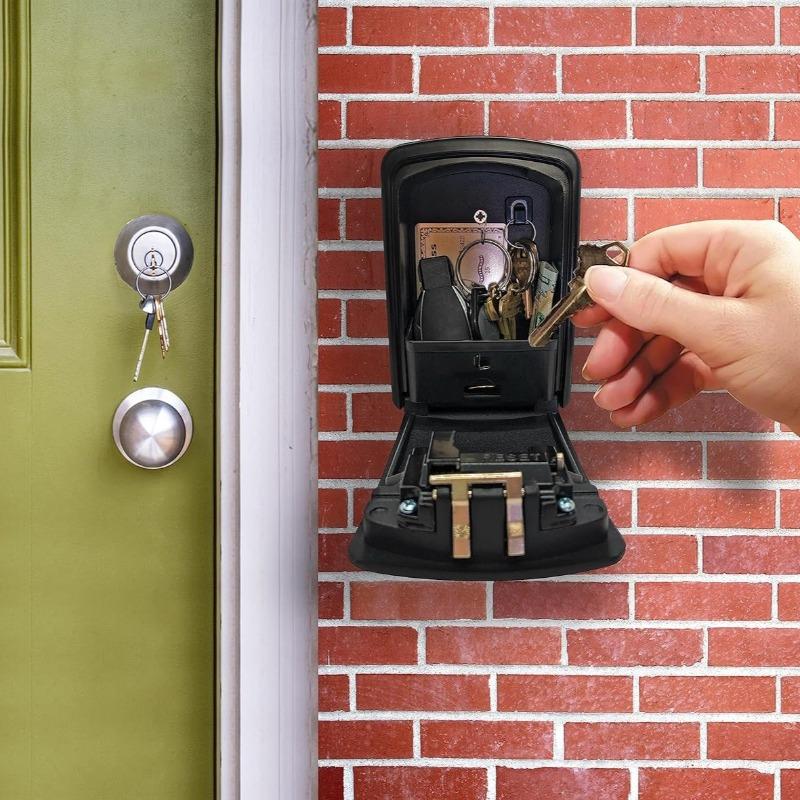 LIUSHADUOLA Iron Lock Key Lock Box Wall Mount for Keys 4 Digit Combination with Resettable Code Indoor Outdoor Big Key Lock Box