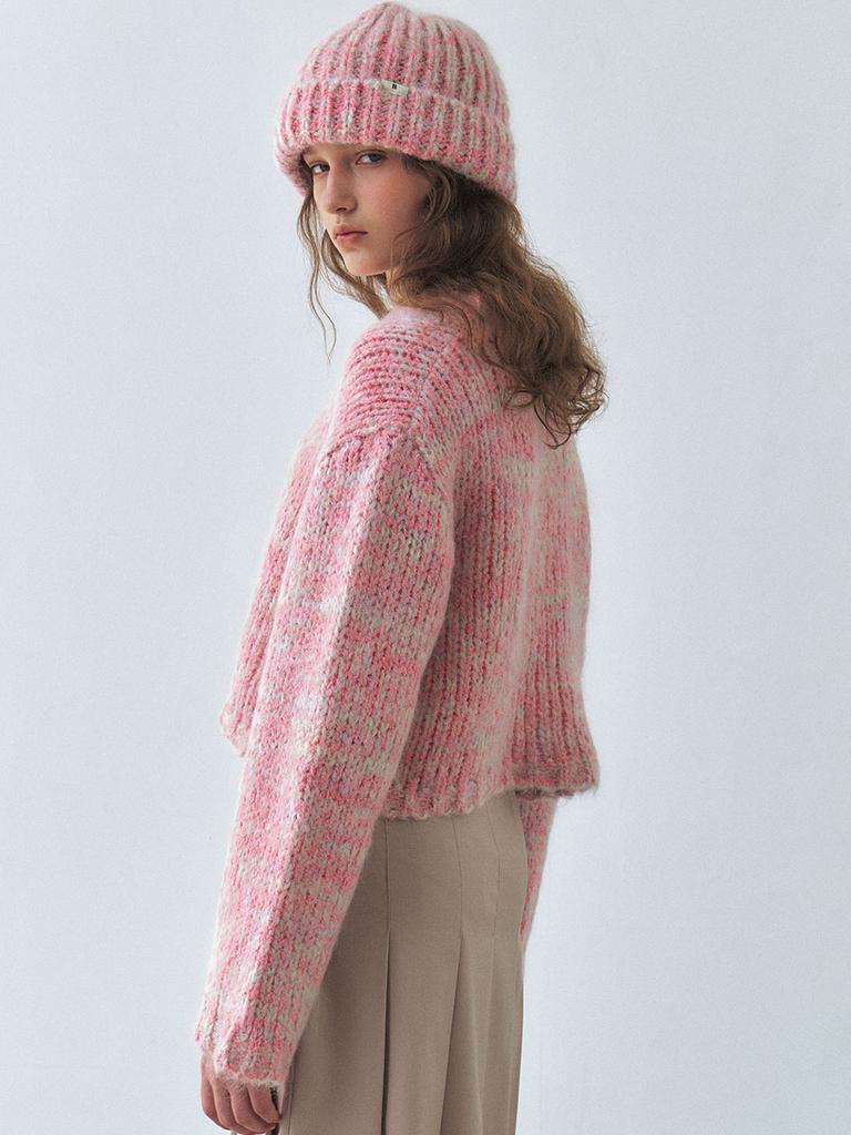 ETDEMAIN Alpaca Kid Mohair Candy Crop Knit - Pink