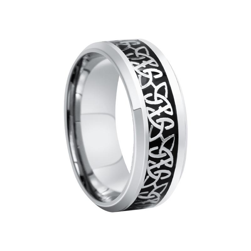 Men's Jewelry 8mm Men's Titanium Steel Finger Ring Celtic Triangle Knot Ring