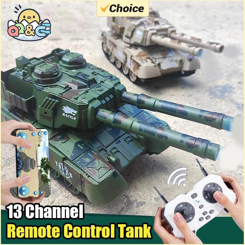 Non-Toxic Remote Control Tank 13 Channel Rc Tracked Truck Electric Car Battle App Controlled Machine Children'S Toys For Kids Children Gifts