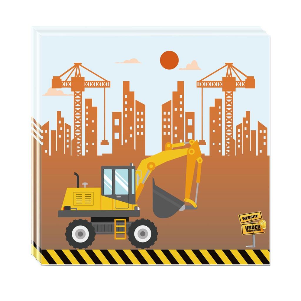 Engineering Vehicle Excavator Theme Boy Party, Disposable Paper Cups, Paper Plates, Tablecloths, Banners, Birthday Decorations