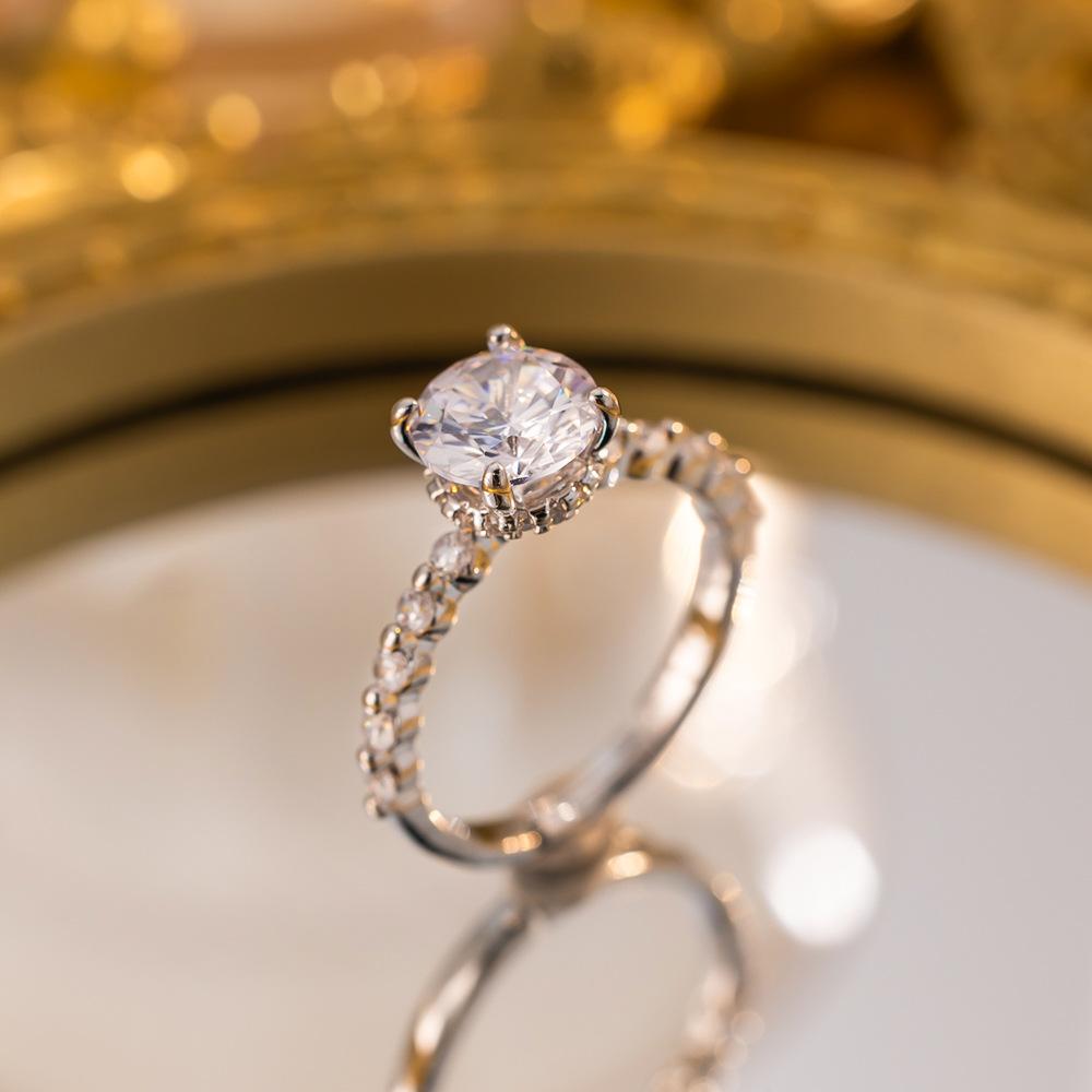 Exquisite super flash zircon ring for girls, light luxury, high-end sense opening adjustable ring, simple real gold electroplating