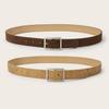 Simple Solid Color Silver Square Buckle Decorative Suede Women Casual Belt For Fashion Women