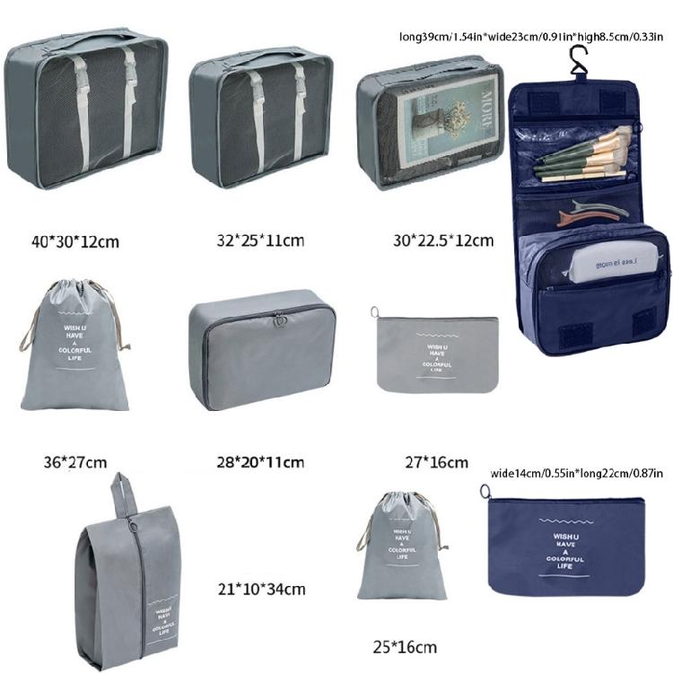 9pcs/set Travel Organizer Storage Bags Suitcase Packing Portable Luggage Bag