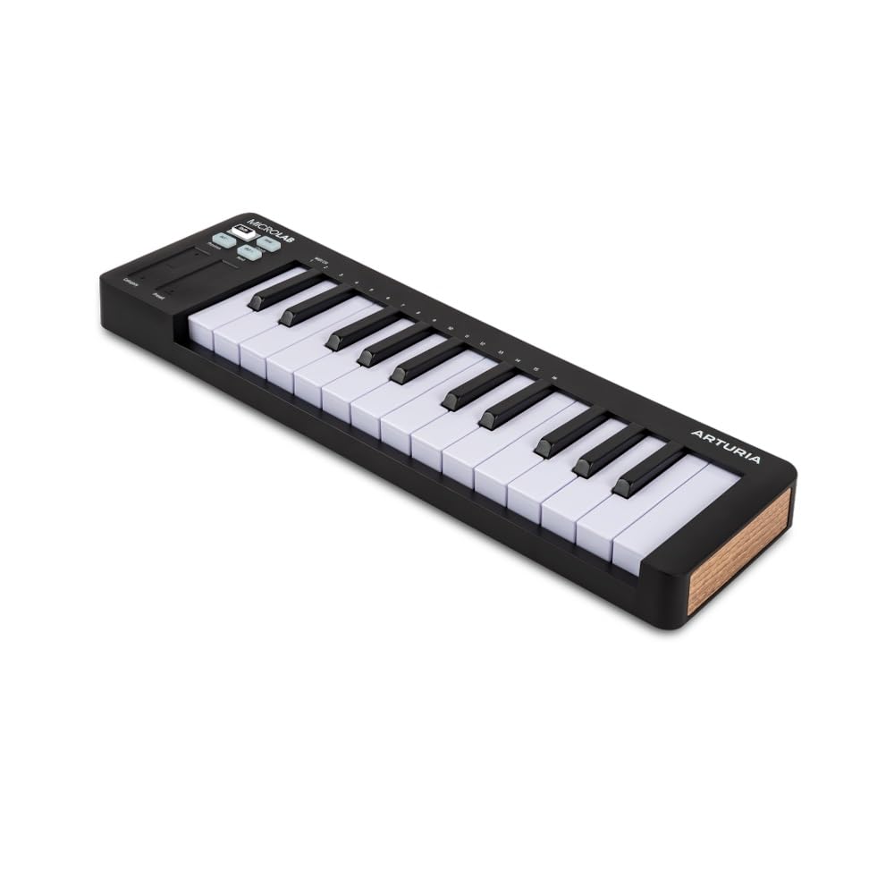 Arturia MicroLab MK3 Keyboard Slim Keyboard with Black Controller, 25-Key, Velocity-Sensitive, High-Quality USB-C Connection,