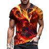 Anime Cartoon Phoenix 3d Printing Gorgeous and Cool Men's Summer Avant-garde Personality Round Neck Short-sleeved Casual T-shirt
