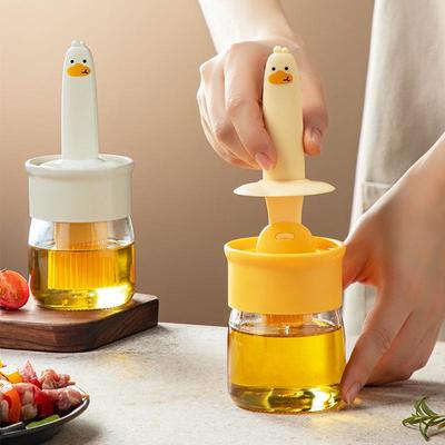 Bottiglia di olio in vetro resistente alle alte temperature con spazzola in silicone: Utensile da cucina e barbecue