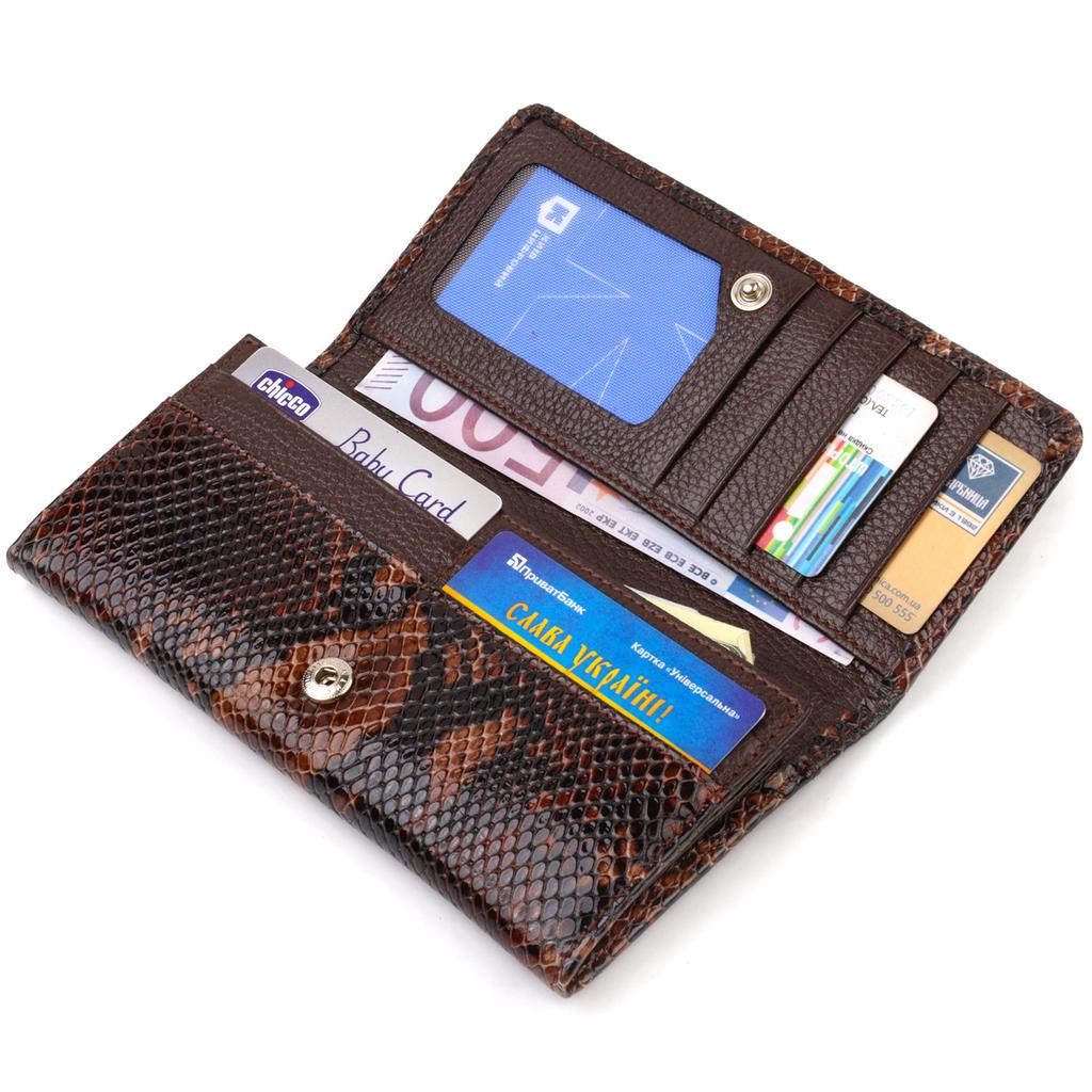 Snake Embossed Patent Leather Women's Wallet CANPELLINI 21711 Brown