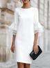 Women's Crew Neck Ruffle Bell Sleeve Mini Dress Loose Fit Elegant Party Dress