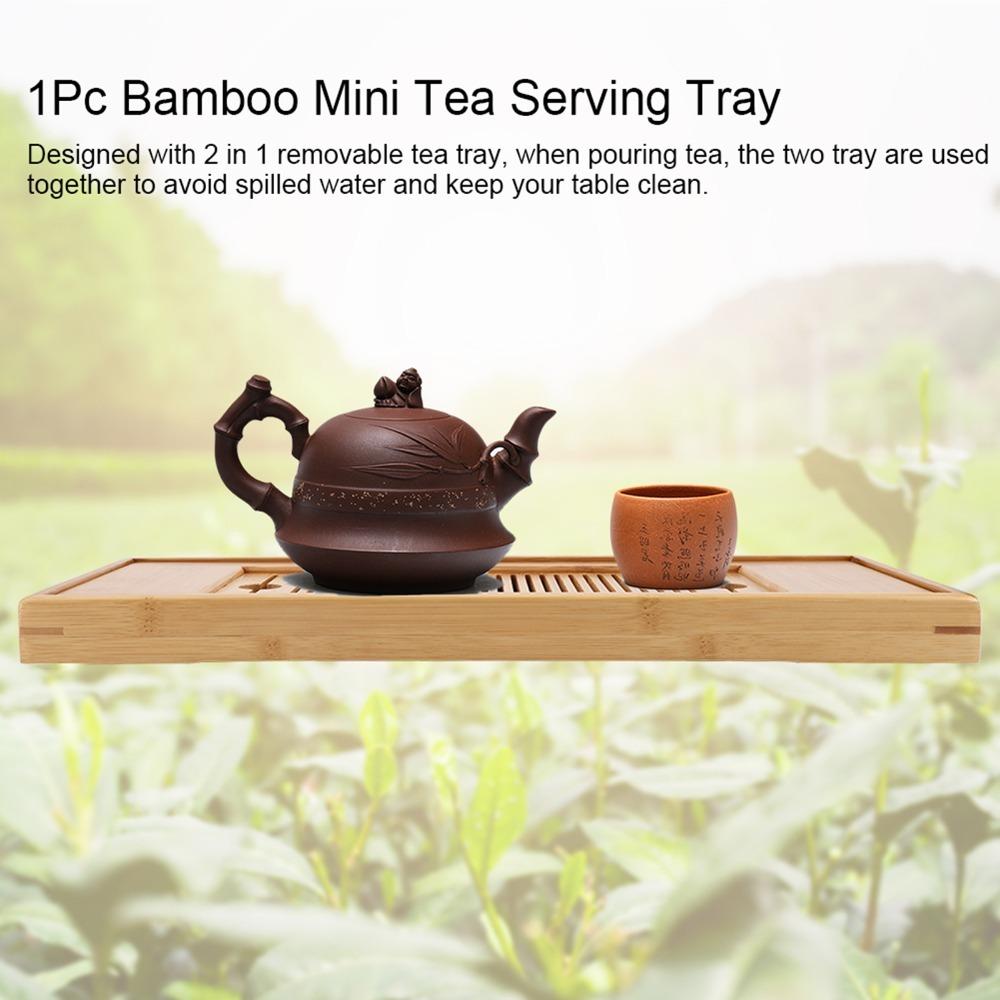 Bamboo Material Bamboo Tea Tray Drainage Function Tea Serving Tray Tea Tray Table Box  Home Use