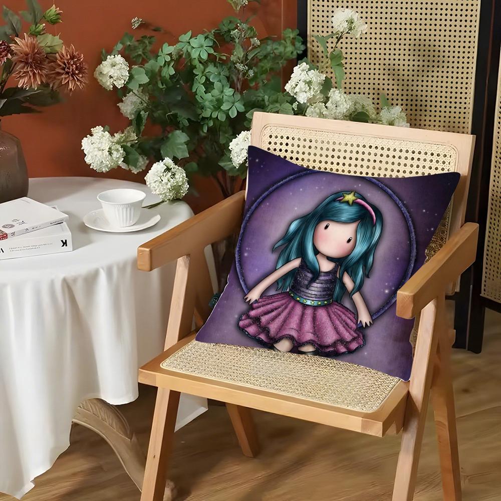 Cartoon SSantoro Gorjuss Cushion Cover Silky Short Plush Invisible Zipper Dustproof Sofa Pillow Case for Home Decor