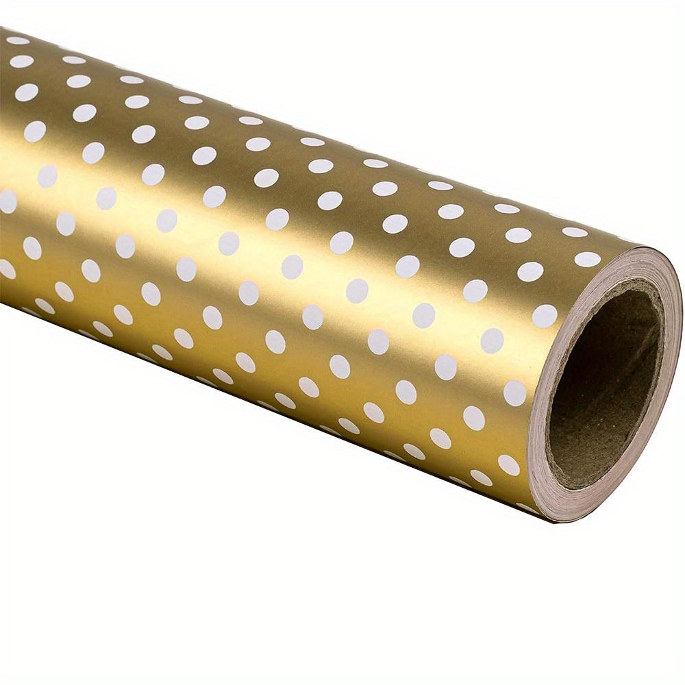 1 Roll of Polka Dot Pattern Wrapping Paper with Gold Print Design, Suitable for Birthday, Festival, Wedding, Party