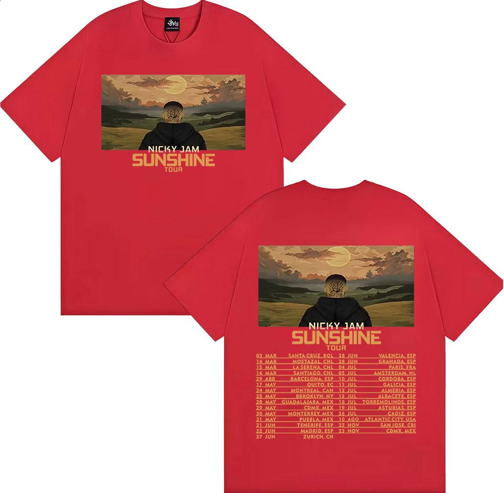 Rapper Nicky Jam Sunshine Tour Printed Tshirt Mens Clothing High Street Hip Hop Punk T Shirts pure Cotton Short Sleeve Top