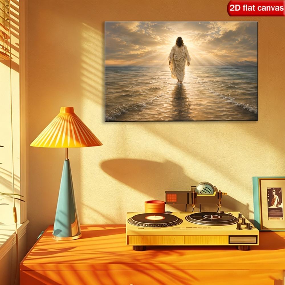 Leinwand Wandkunst Christus geht auf dem Wasser Moderne Neutrale Bürodekoration Schlafzimmerdekoration Kirchendekoration Kunstwerk Wanddekoration Religiöses Geschenk
