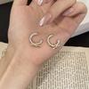Japanese Metal Cold Wind Rope Knot C-Shaped Earrings Niche Simple Design Light Luxury High-End Earrings Women