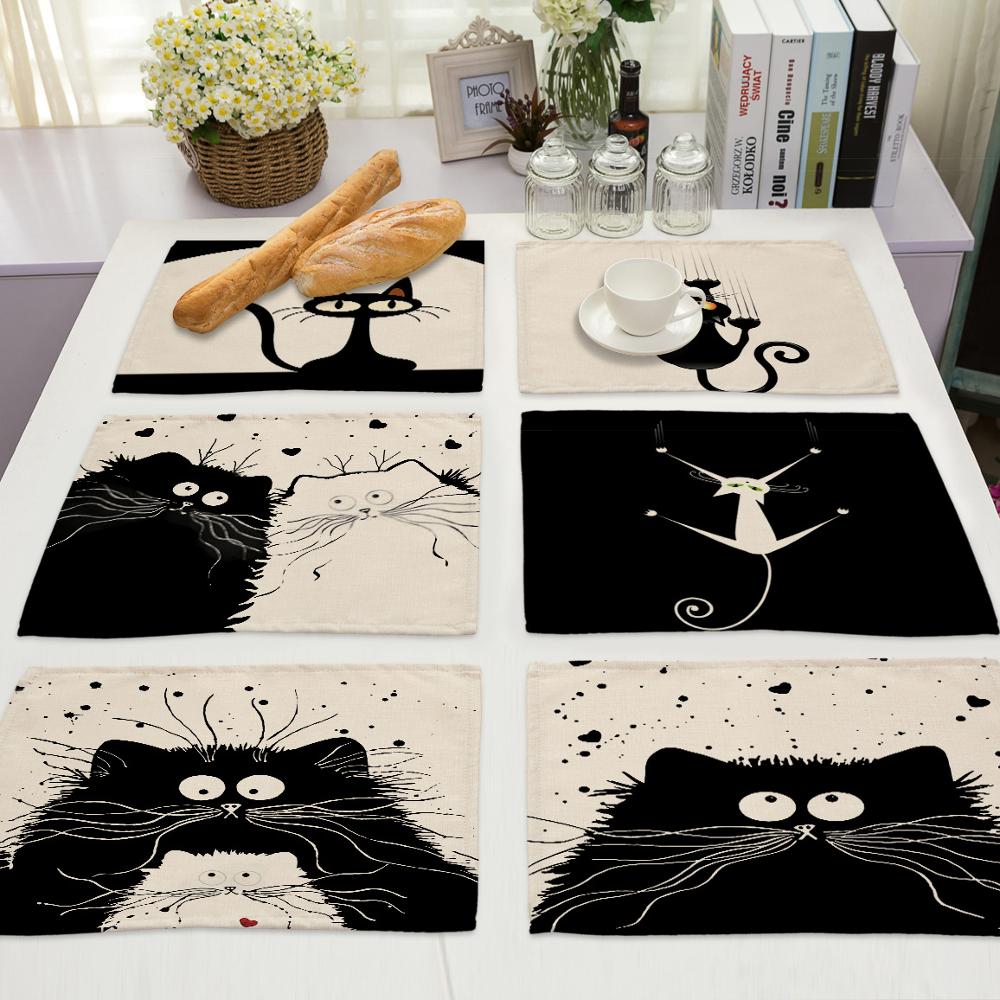 Buy Nonslip insulation Placemat coaster for table dinner Black Cat