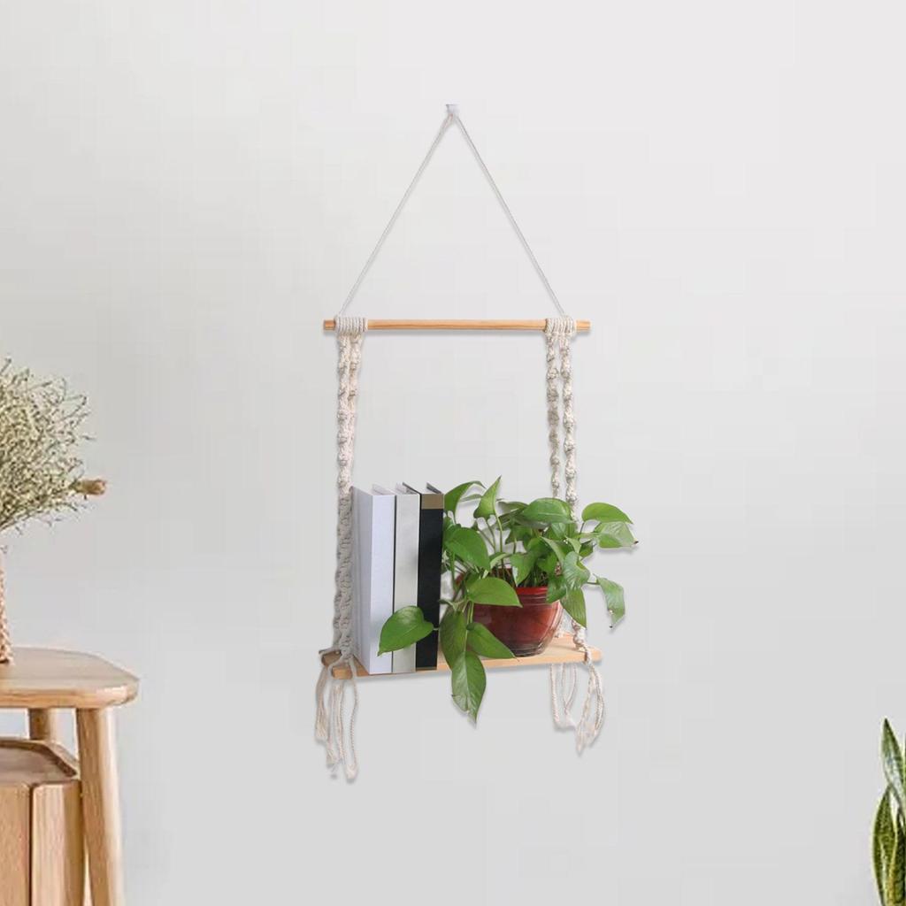 Hanging Organizer Shelf, Wooden Display Unit for Living Room Use
