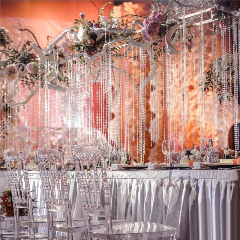 Acrylic Crystal Bead Garland Roll Tangle Free Iridescent Clear Finish for Baby Shower Bridal Party DIY Crafts