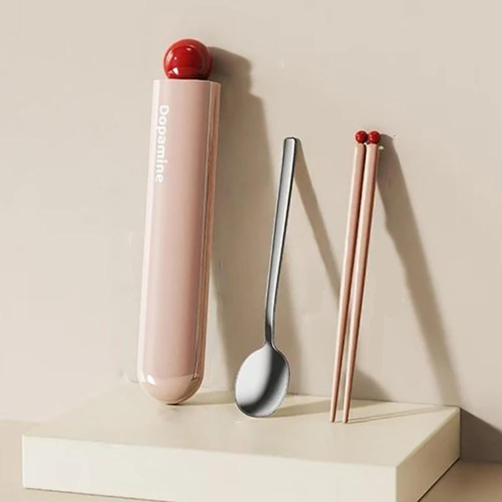 With Storage Box Student Flatware Set Dopamine Style Chopstick Spoon Camping Cutlery Set  School