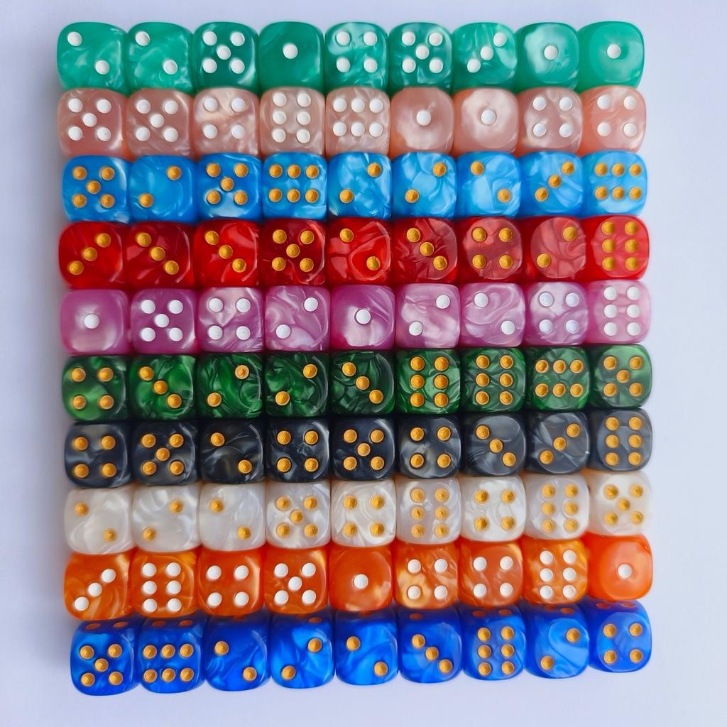10PCS Set of 12mm Round Pearl Pattern Point Dice Digital Dice Set Rpg COC Dnd Board Game Running Group Entertainment Dice Dnd