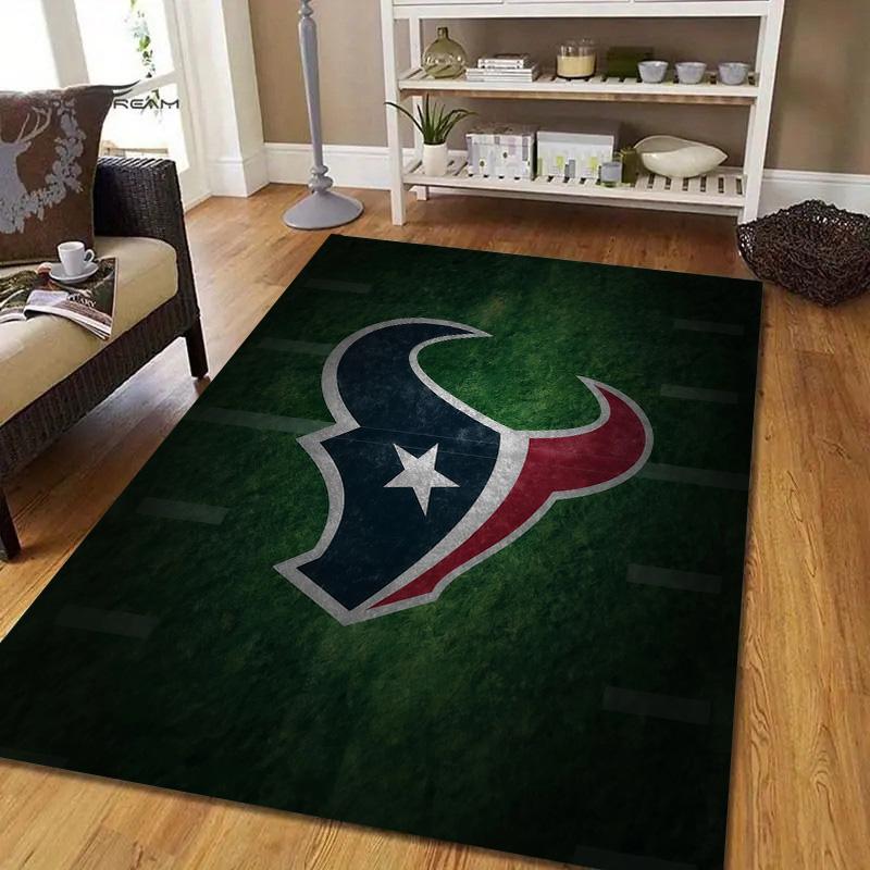 Houston Texans Flannel Pattern Square Carpet,Area Rug,Carpet Rug for Living Room Bedroom Sofa Playroom Decor,Non-slip Floor Mat