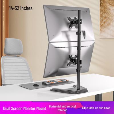 Dual Screen VESA-Compatible Monitor Stand with Rotating Height Adjustment and No-Drill Installation