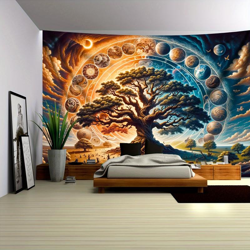 VIKAMA Cosmic Tree of Life Tapestry Artistic Home Tapestry Suitable for Living Rooms and Bedrooms Home Furnishings