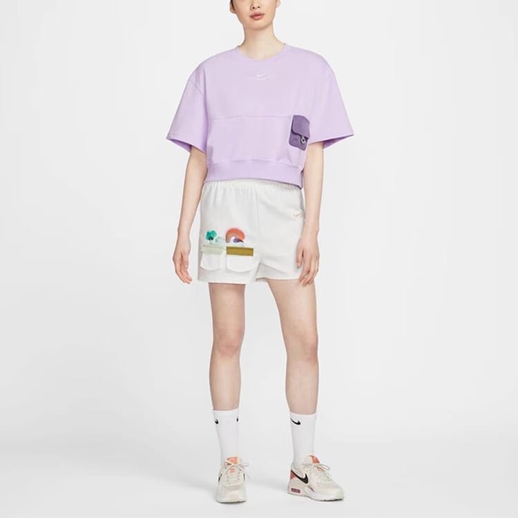 Nike Drop Shoulder Sleeve T Shirt Women's Lavender HF6176-517