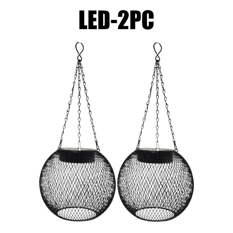 Solar Lights Outdoor Waterproof Garden Ornaments Hanging Lanterns Metal Lights Holiday Decorations for Patio Lawn Table Fence
