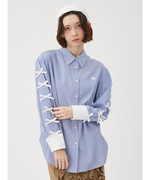 Furfur Ribbon Sleeve Overshirt RWFT251065 BLU Women's