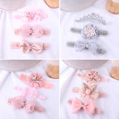 3Pcs/Set Lace Bows Baby Girl Headband Elastic Crown Kids Hair Band Turban Baby Hair Accessories