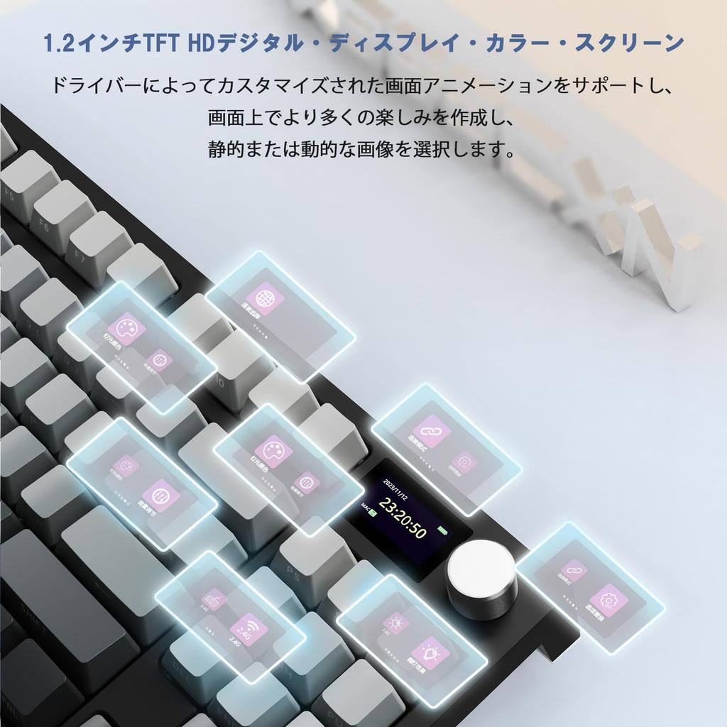 ATTACK SHARK X AJAZZ K86 Mechanical Keyboard, Linear Gaming Keyboard, Wireless, Three Connection Modes: 2.4G, Bluetooth 5.1, and USB-C, TFT Color