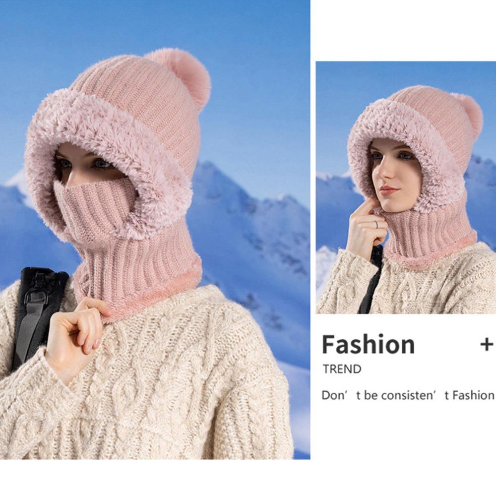 Winter Balaclava Hat Velvet Warmth Cover Hat High Quality Mask Neck Integrated Hooded Cap  Women