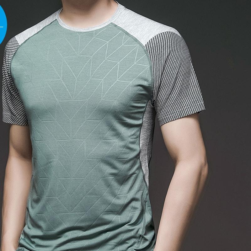 

Быстросохнущие спортивные футболки для мужчин, для бега, с коротким рукавом, летние повседневные футболки для бега на открытом воздухе, тонкие футболки для фитнеса и тренировок, одежда M зелёный