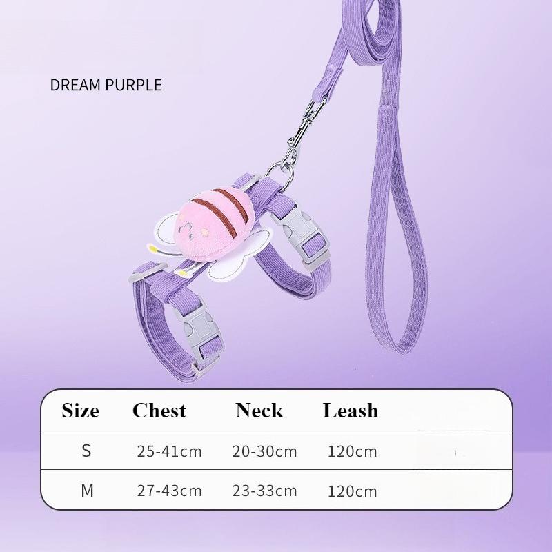

Cat Harness and Leash Sets Adjustable Dog Harness for Small Dogs Breashable Pet Harness Out Walking Dog Kitten Accessories S 1.5-4Kg фіолетовий