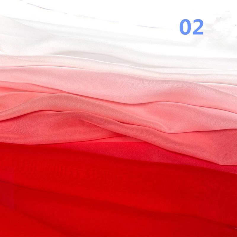 1M Flowy Rainbow Gradient Color Chiffon Fabric Organza Tulle Fabric For Diy Ancient Style Hanfu Wedding Dress Dance Costume 