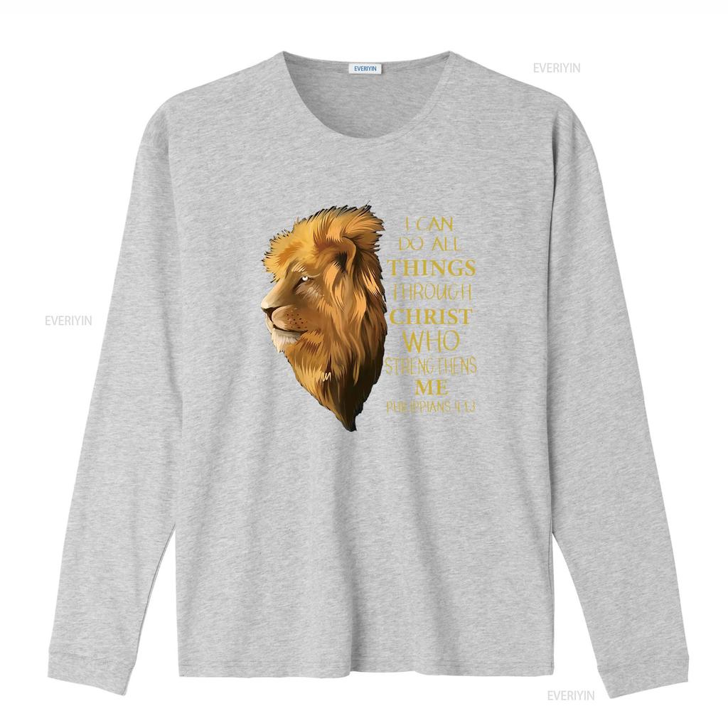 Philippians 4 13 Religious Lion Verses Funny Christian T Shirt Black Medium Vintage Washed Streetwear Breathable Slightly