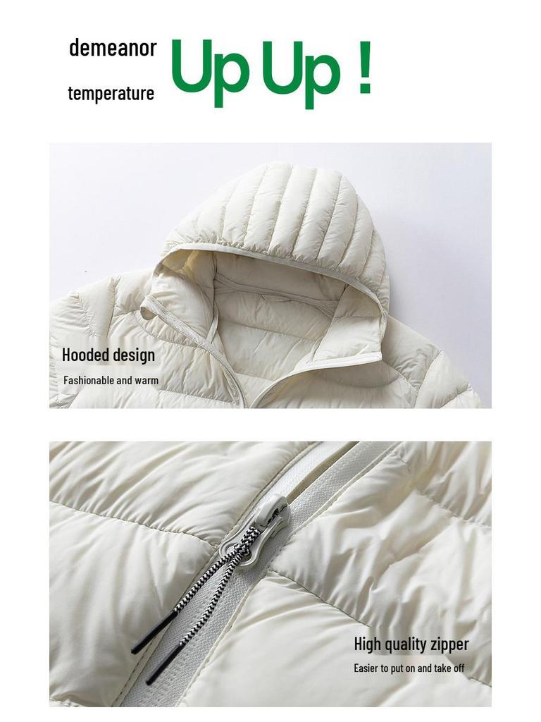 Men's 2025 High-End Lightweight Down Jacket - 90% White Duck Down, Short Hooded Winter Outerwear.