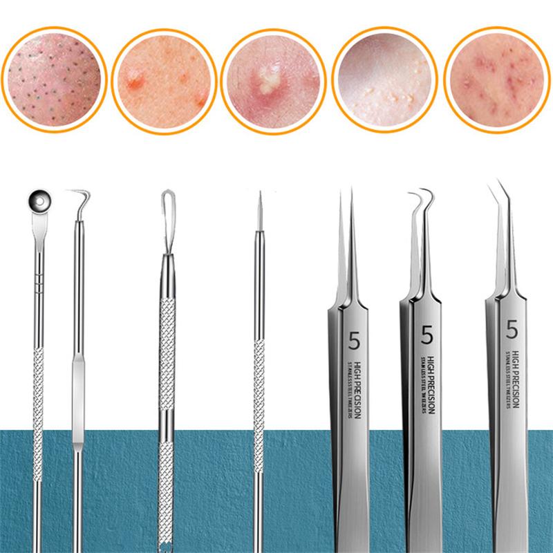 11Pcs/Set Acne Needle Blackhead Clip Remover Extraction Pore Black Head Cleaner Face Skin Care Cleansing Needle Tool Cell Clamp