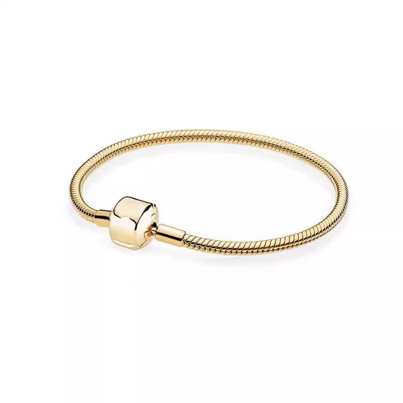 Panjia White Copper Plated Gold Snake Bone Chain Bracelet