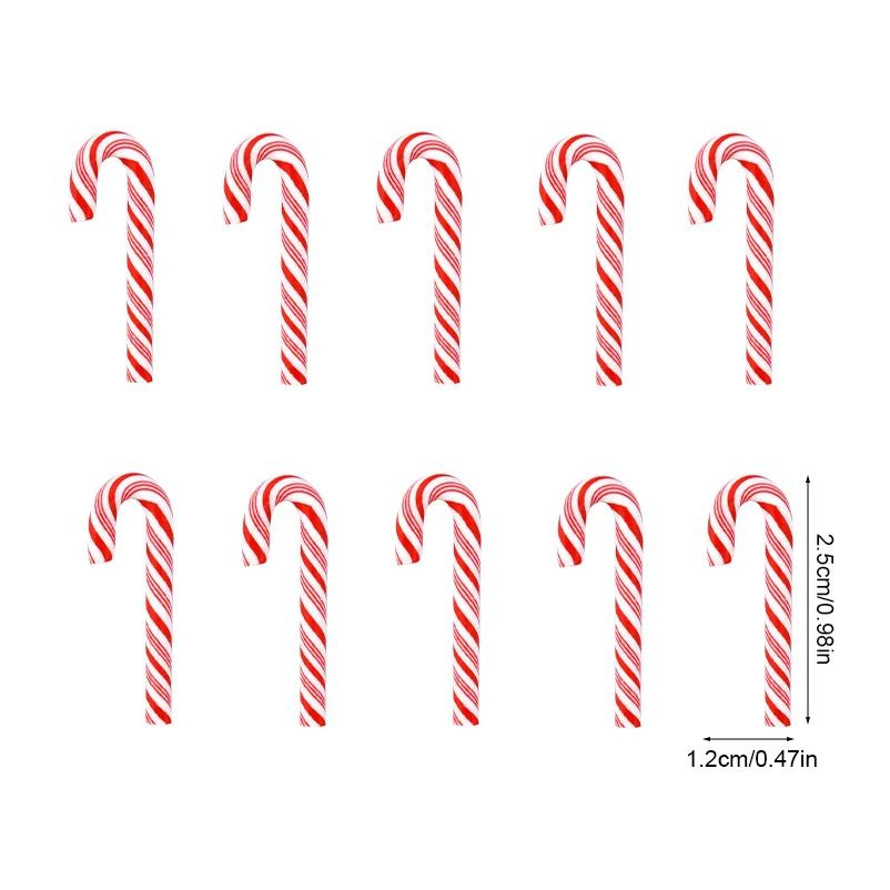 10/30/50Pcs Mini Candy Cane Christmas Decoration Red White Resin Candy DIY Crafts Xmas Pendant Navidad Home Decor 2026 New Year
