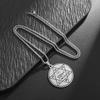 Retro European and American Sacred Geometric Solomon Hexagram Key Necklace Stainless Steel Round Necklace