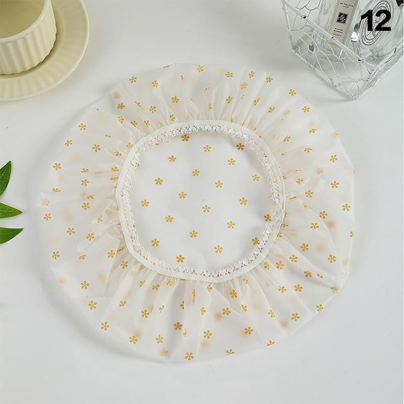 Hair Bonnet For Women Ladies Spa Salon Home Travel Use Flower Pattern Double Layer Shower Cap Waterproof Reusable Printed Bath