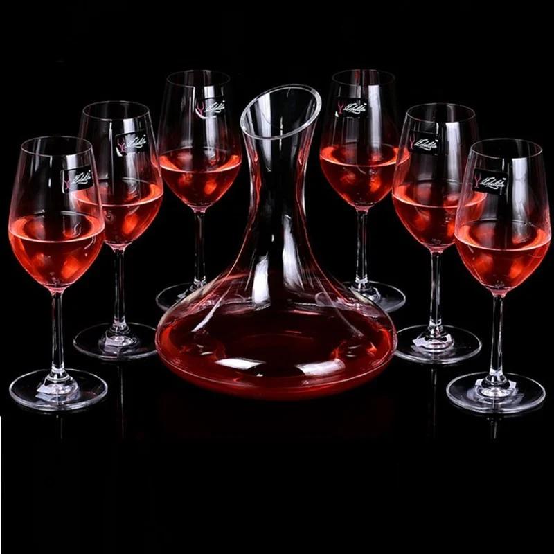 Flat Base Red Wine Decanter 1000ML Superior Handmade Crystal  Pourer Premium Water Carafe Thickened Wall