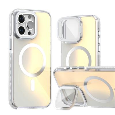 Lens Folding Stand Laser Gradient Magnetic Phone Case For iPhone 17 16 15 14 13 12 11 Pro Max For Magsafe Wireless Charge Cover